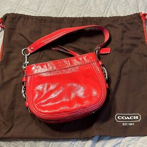 Patent Leather Red Coach Purse Vintage Buckle Design
